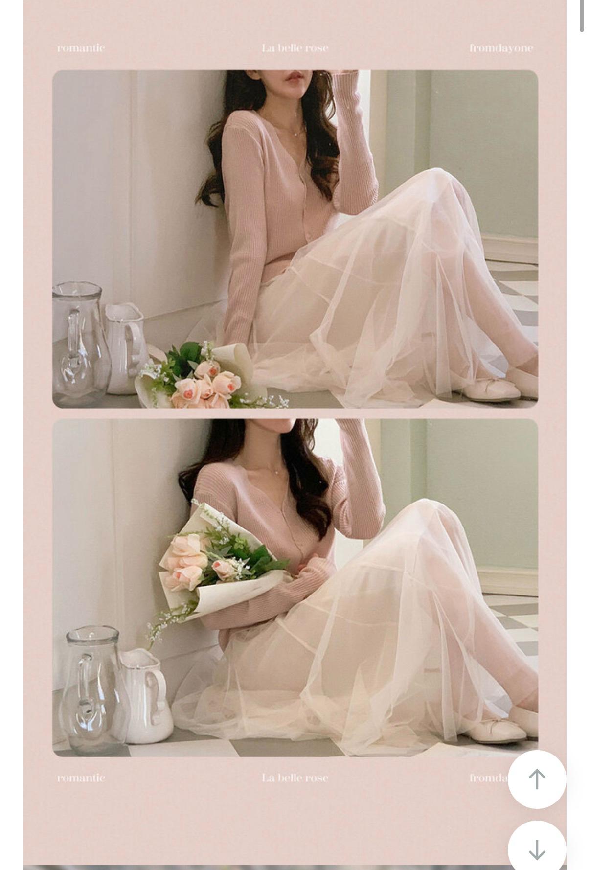 라벨르로즈 브이넥 골지 카디건 핑크 4