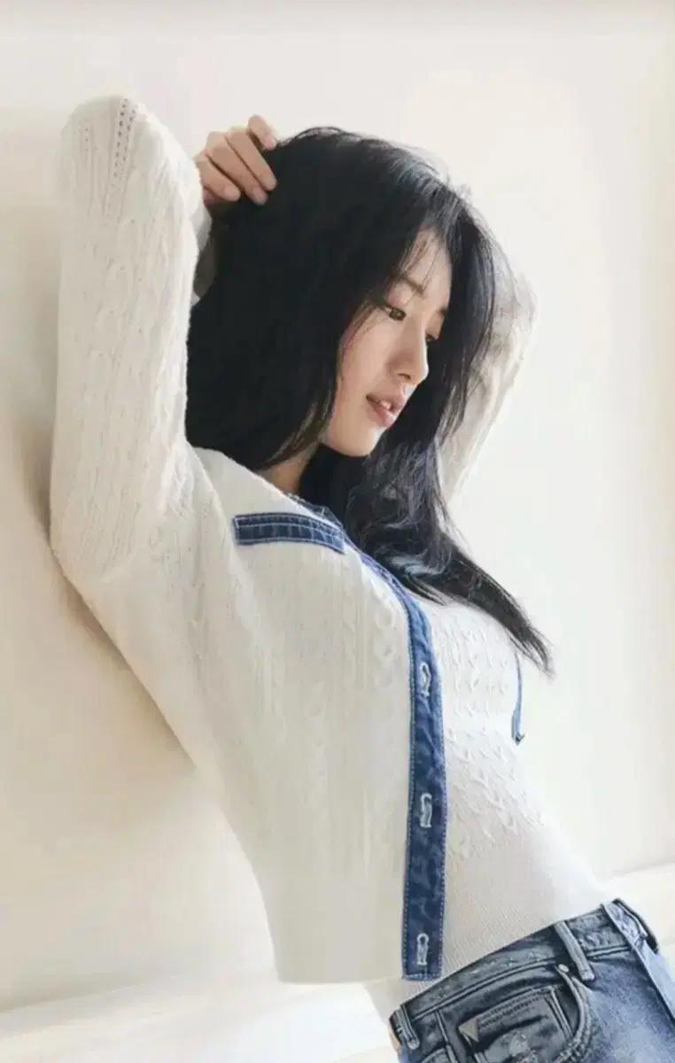(새상품) 게스 수지 데님 가디건 xs 3