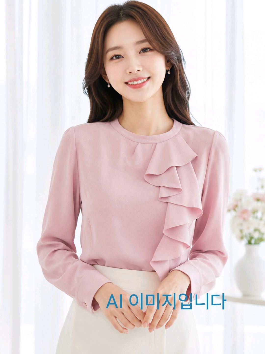 제이제이지고트 러플 장식 핑크 블라우스 2