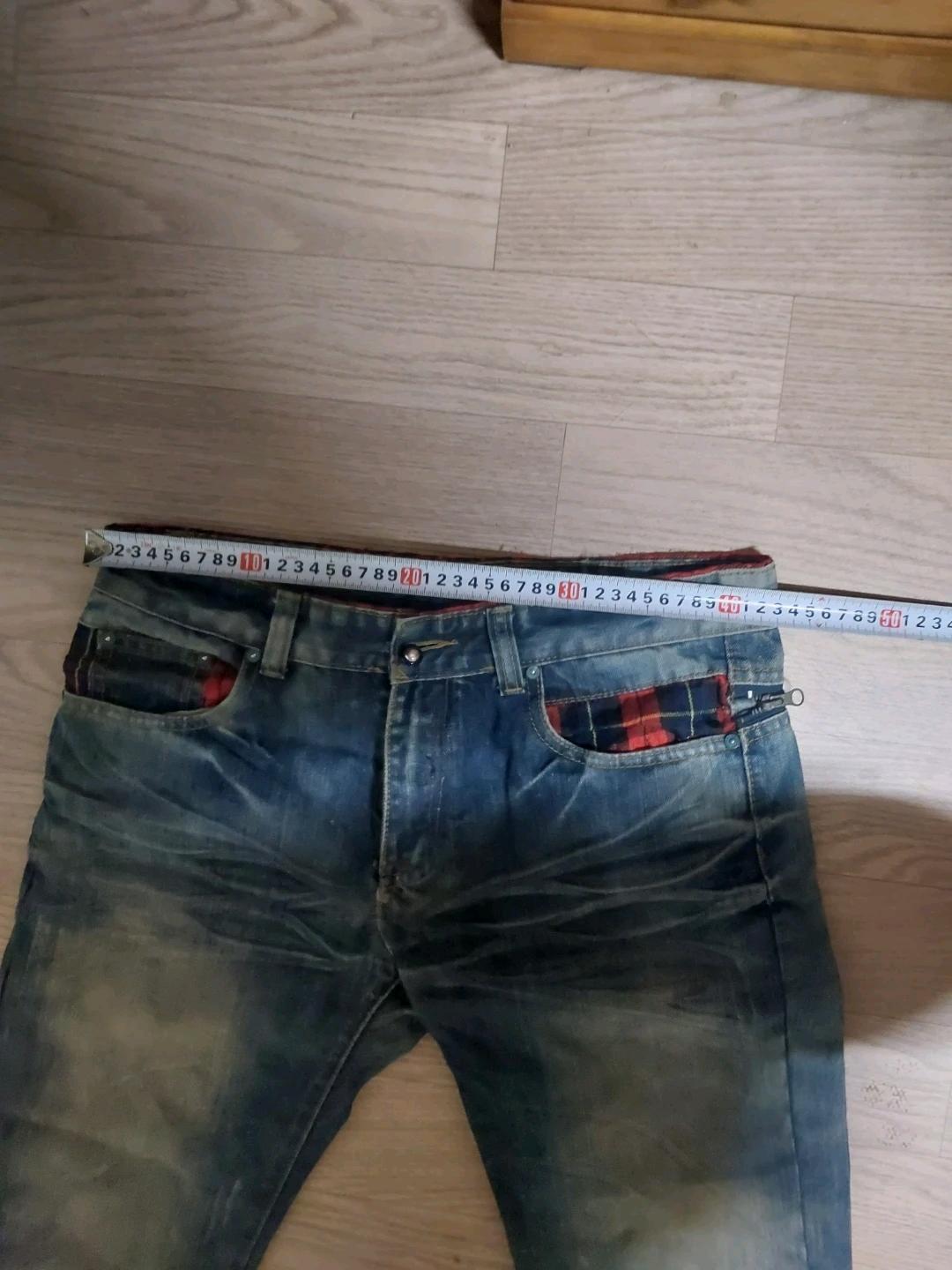 빈티지 워싱 체크포인트 청바지 32 6