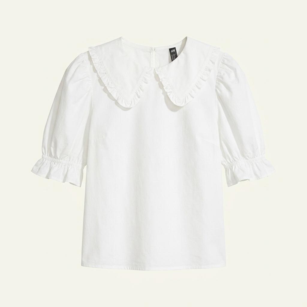 H&M DIVIDED 프릴 빅카라 블라우스 34