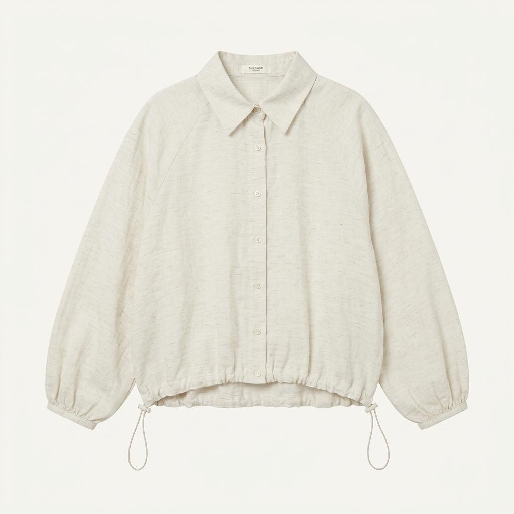 [SLOWAND] 슬로우앤드 아이보리 린넨 스트링 셔츠 1