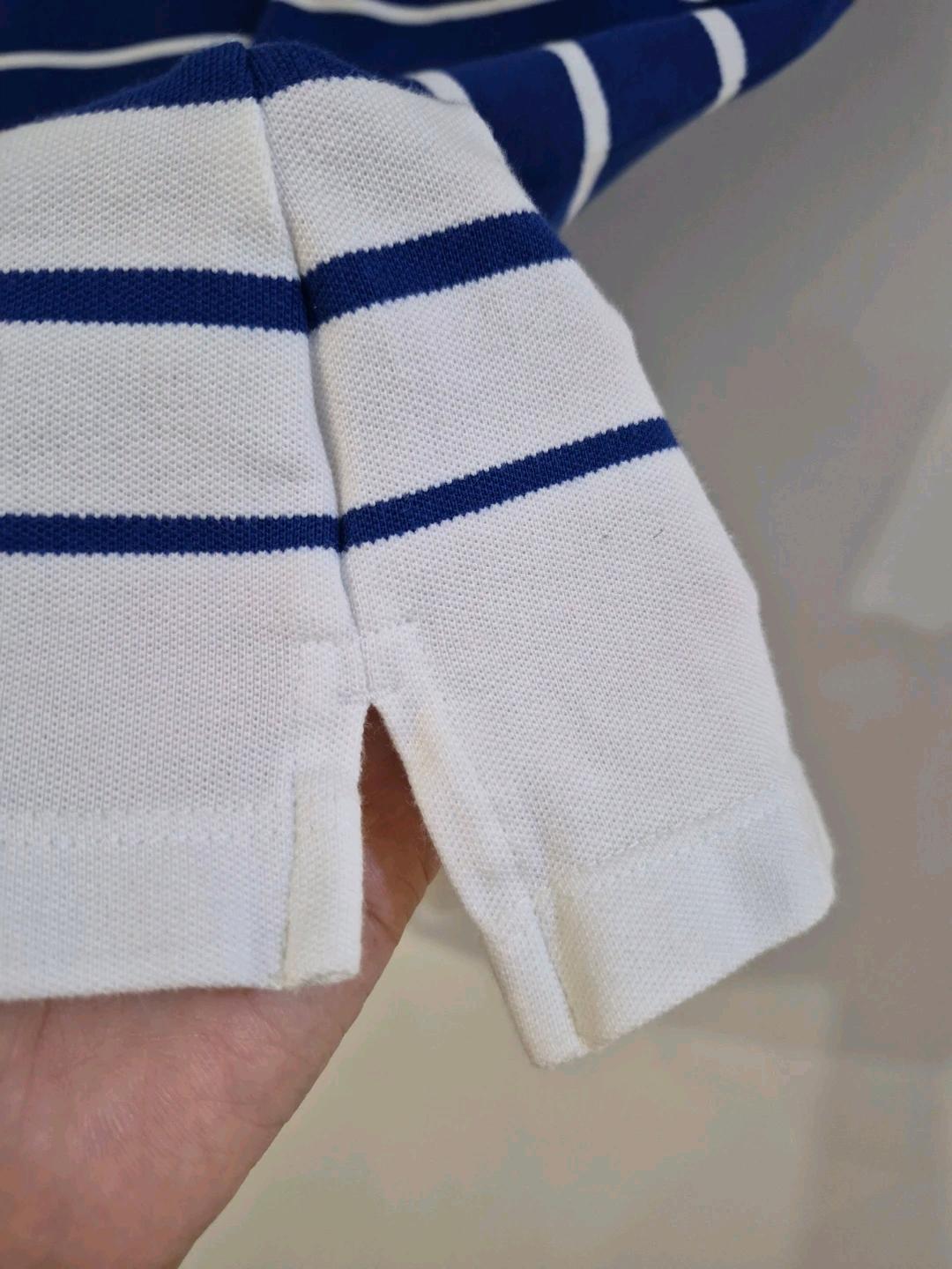 타미힐피거 여성 클래식핏 스트라이프 카라 피케 셔츠 (블루) 5