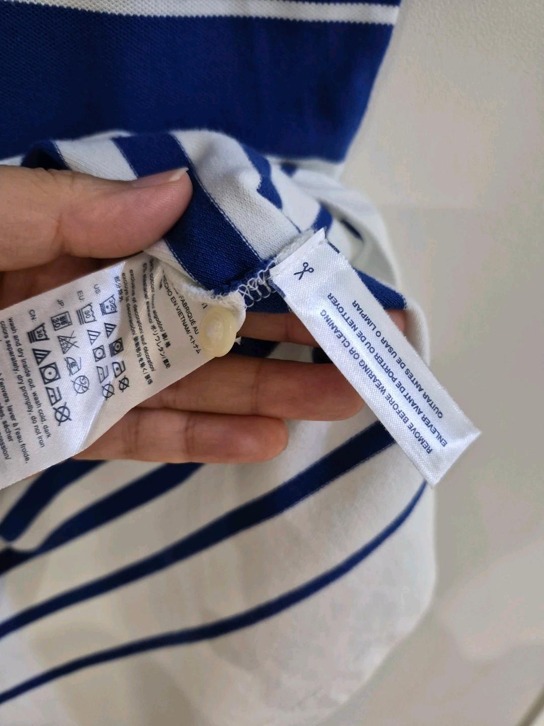 타미힐피거 여성 클래식핏 스트라이프 카라 피케 셔츠 (블루) 10