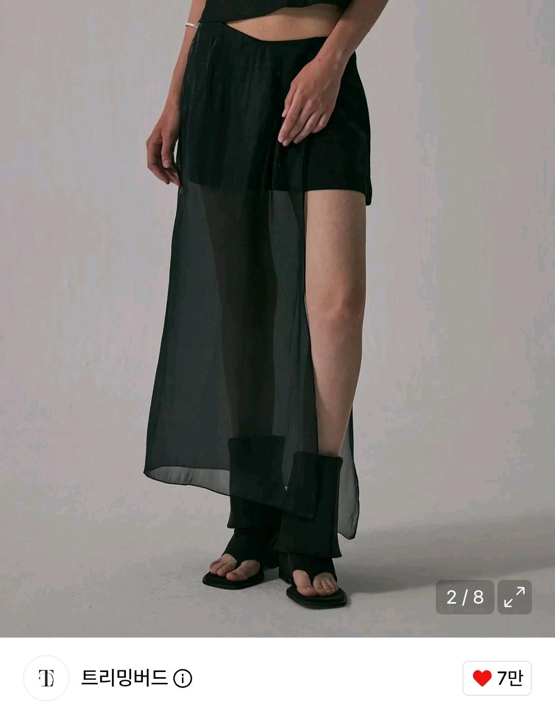 트리밍버드 시스루 브이 로우웨스트 미니스커트 블랙 3