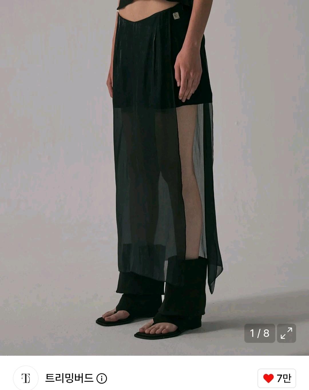 트리밍버드 시스루 브이 로우웨스트 미니스커트 블랙 6