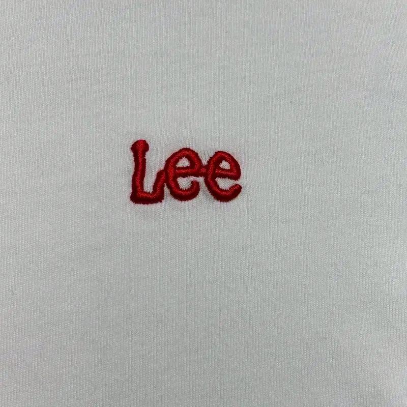 LEE 로고 링거 반팔티 화이트-레드 S 3