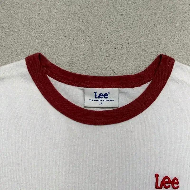 LEE 로고 링거 반팔티 화이트-레드 S 6