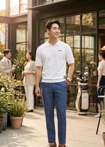 휠라 골프 남성 반팔 니트 폴로셔츠 95 화이트 3