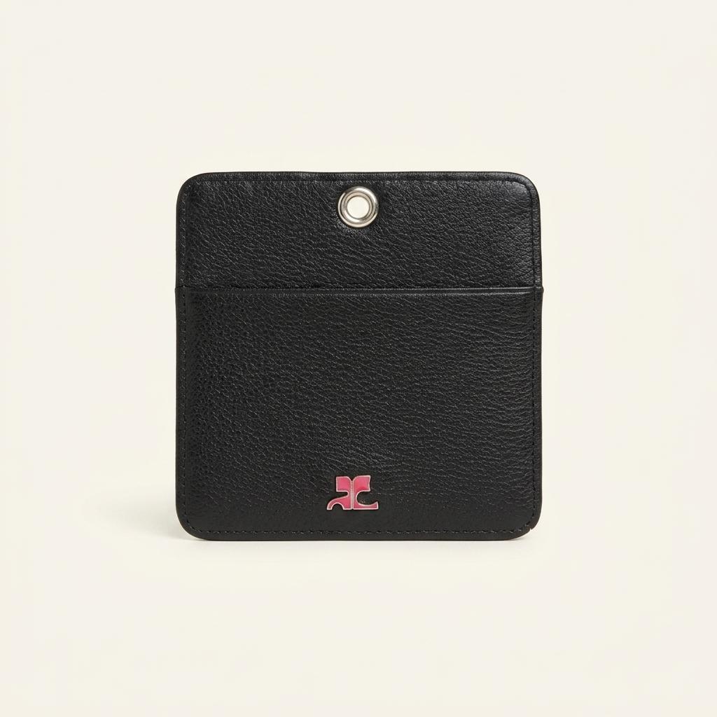 꾸레쥬 빈티지 로고 가죽 카드지갑 블랙 1