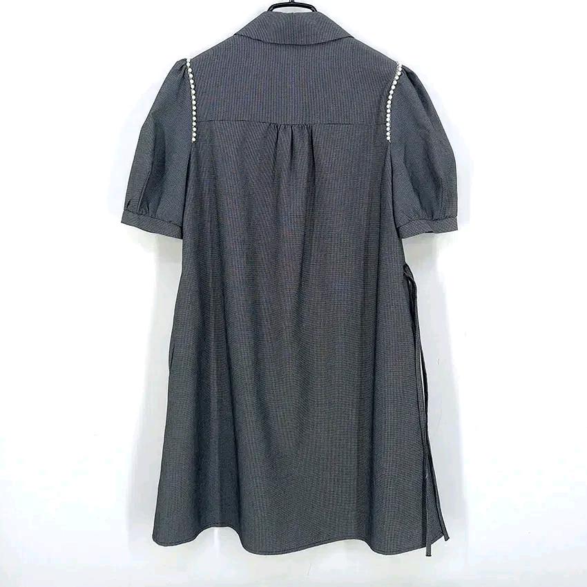 쿠오세 여성 춘하 어깨진주 반팔미니원피스 그레이S (HU45978) 3