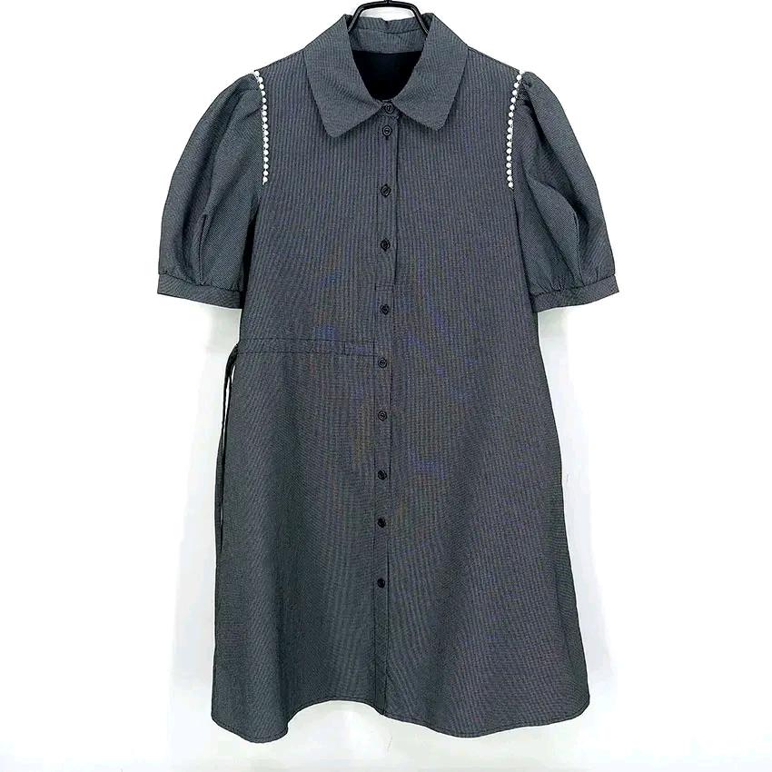 쿠오세 여성 춘하 어깨진주 반팔미니원피스 그레이S (HU45978) 2