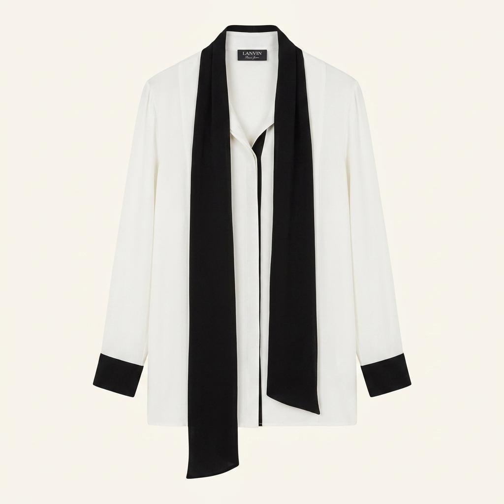 LANVIN 랑방 정품 블랙&화이트 리본 타이 블라우스 / T40 / 새상품