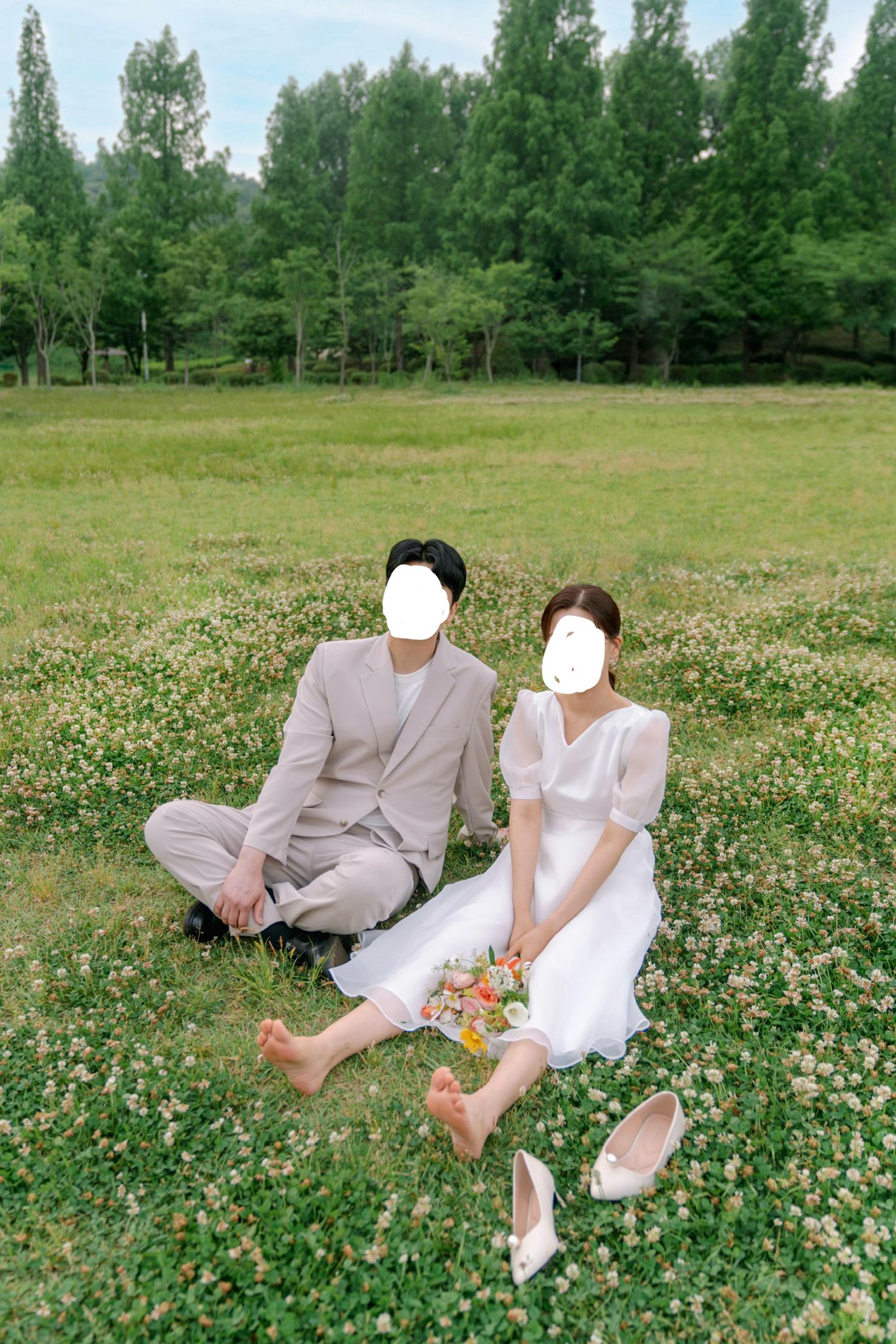 안나앤로즈 시폰 소매 셀프웨딩 롱원피스 화이트 5