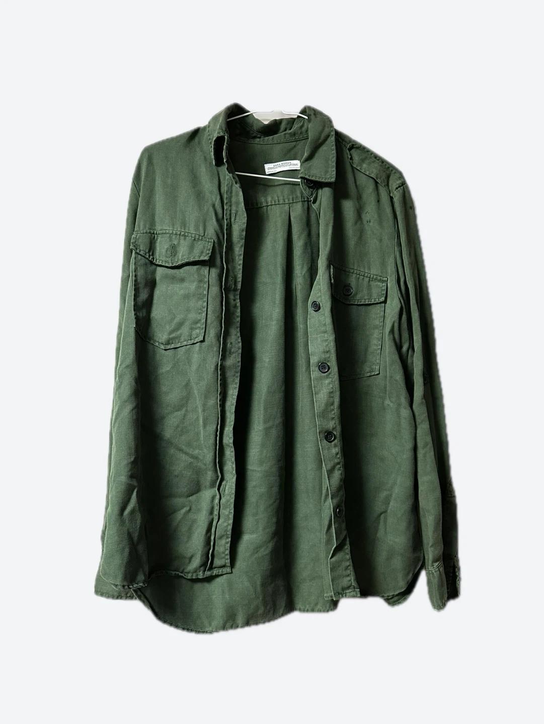 ZARA 여성 프리미엄 데님 셔츠 카키색 2