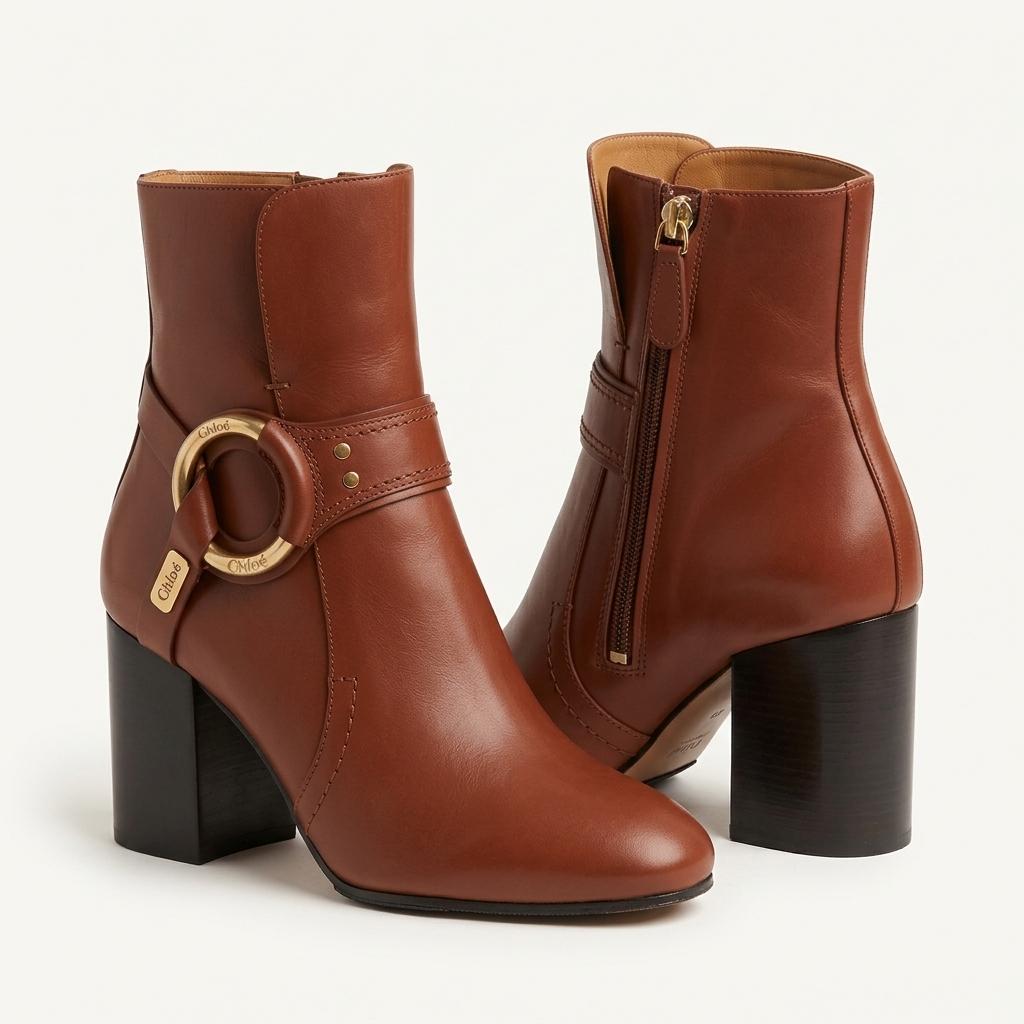 Chloé Susanna Ring Leather Ankle Boots