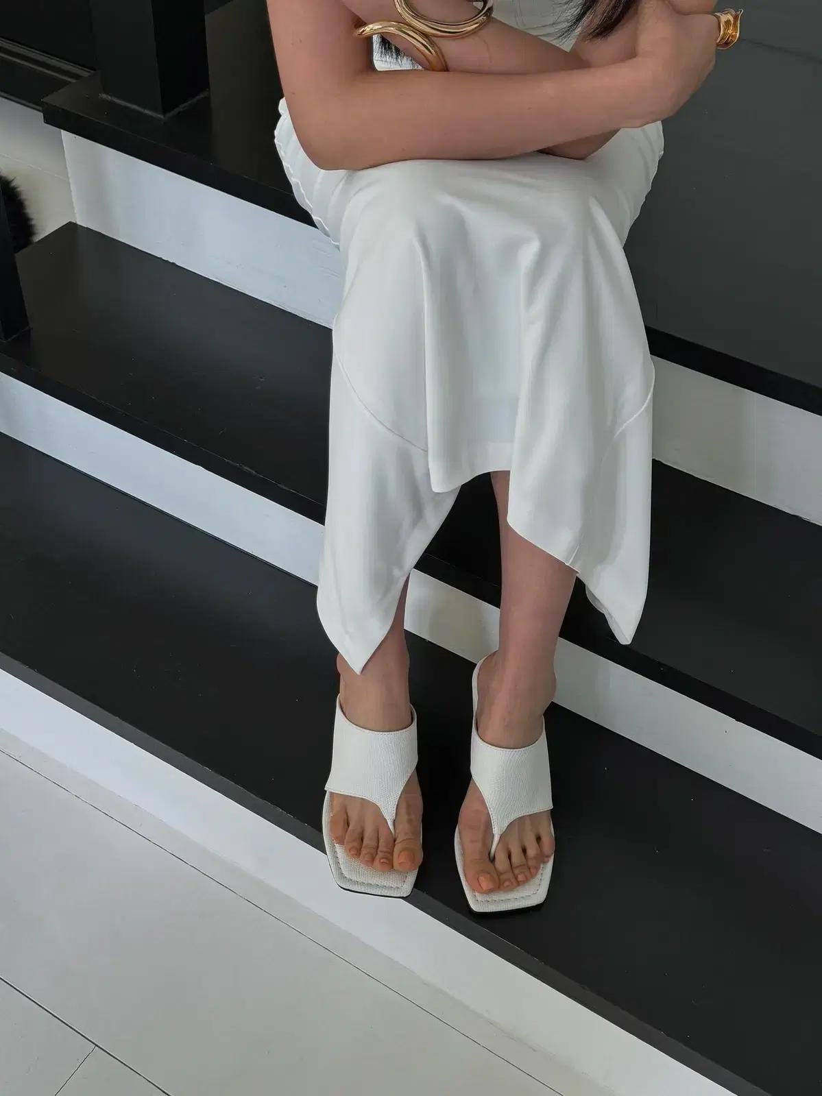 @9474 화이트 240 웨지 뮬 8cm 쪼리 샌들-새상품 6