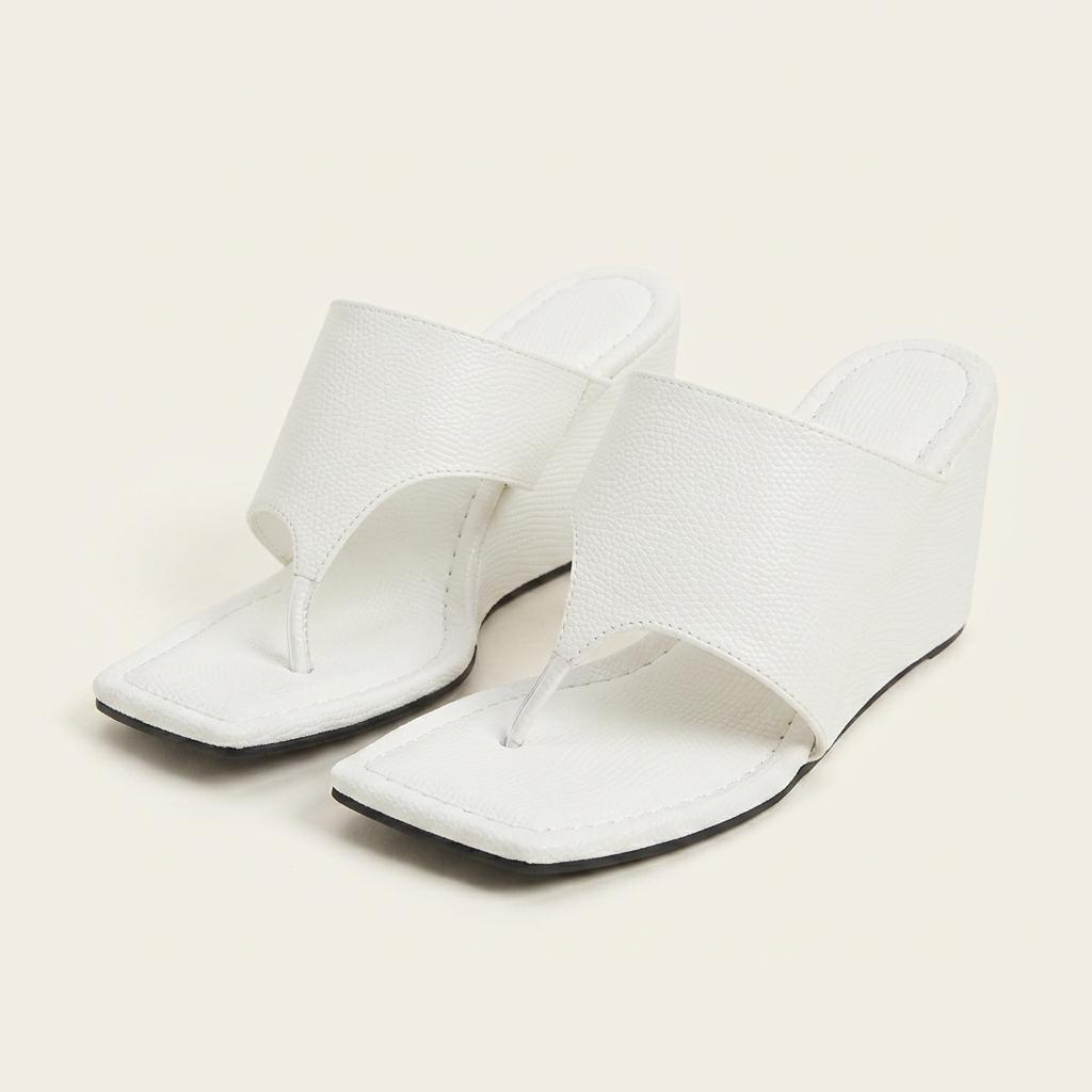 @9474 화이트 235 웨지 뮬 8cm 쪼리 샌들-새상품 1