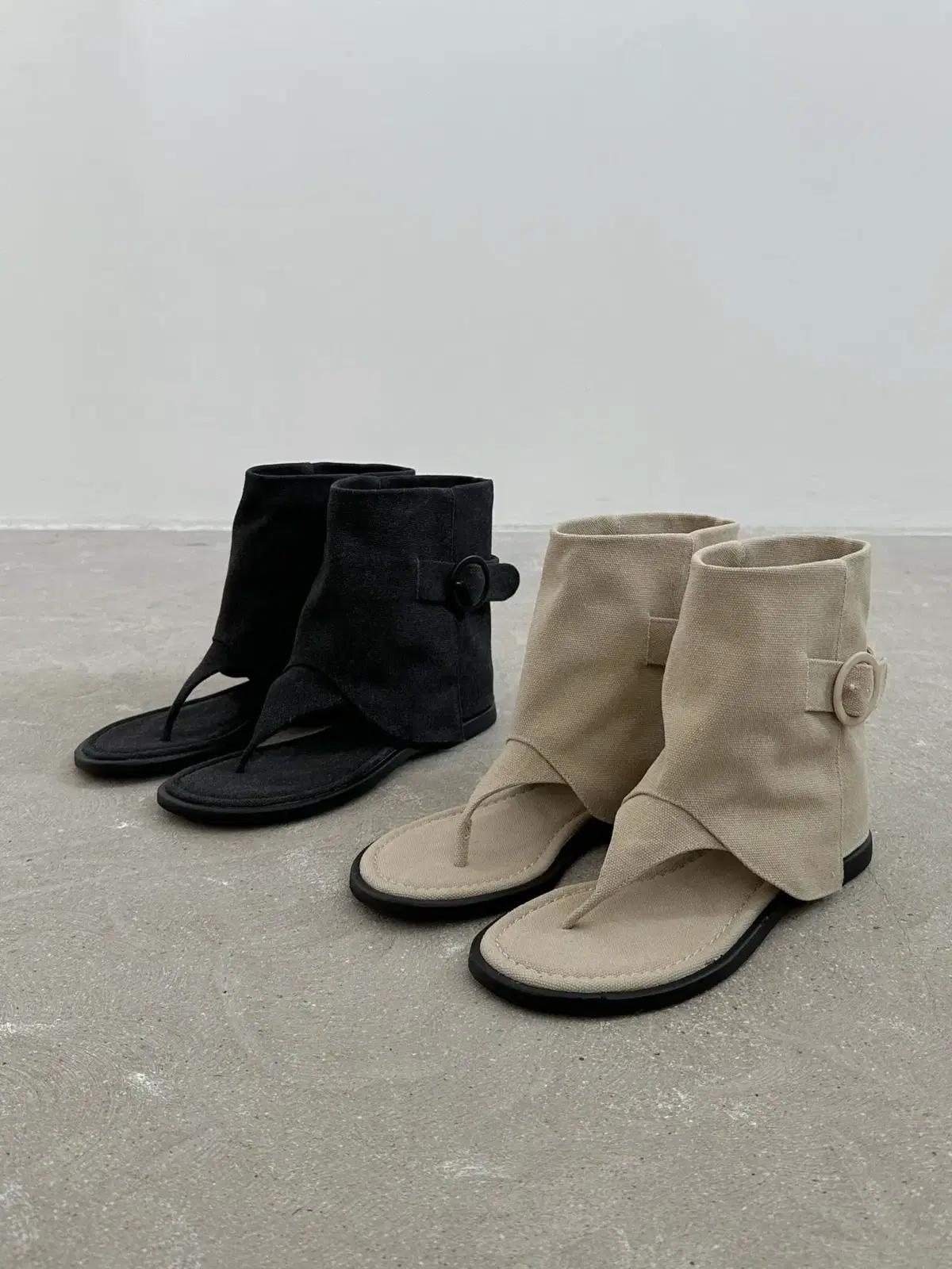 @9469 블랙 245 폴드오버쪼리 1.5cm 버클 린넨부츠-새상품 6