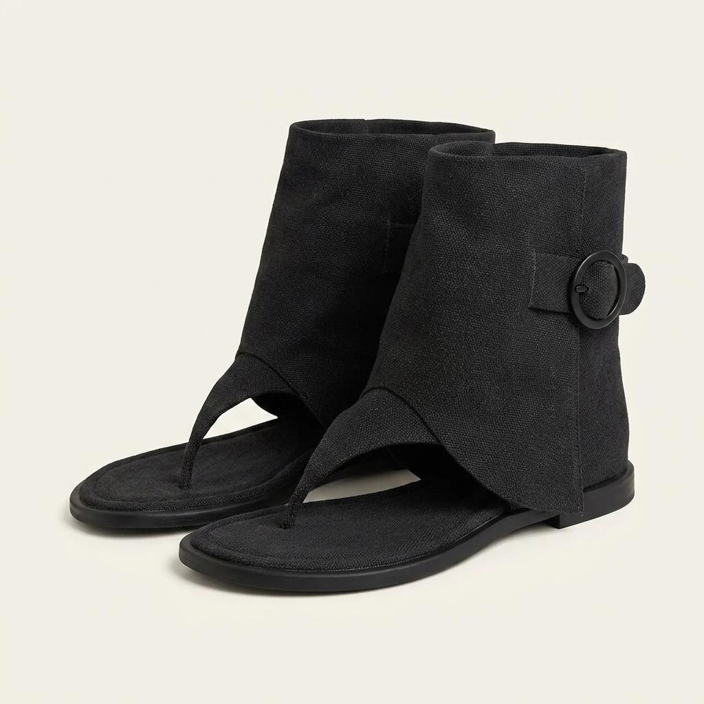 @9469 블랙 225 폴드오버쪼리 1.5cm 버클 린넨부츠-새상품 1