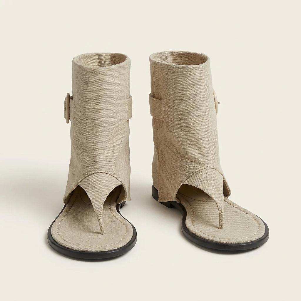 @9469 베이지 235 폴드오버쪼리 1.5cm 버클 린넨부츠-새상품 1