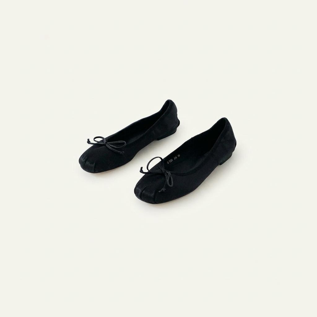 @9391 블랙 245 리본플랫 1cm 공단 플랫슈즈-새상품 1