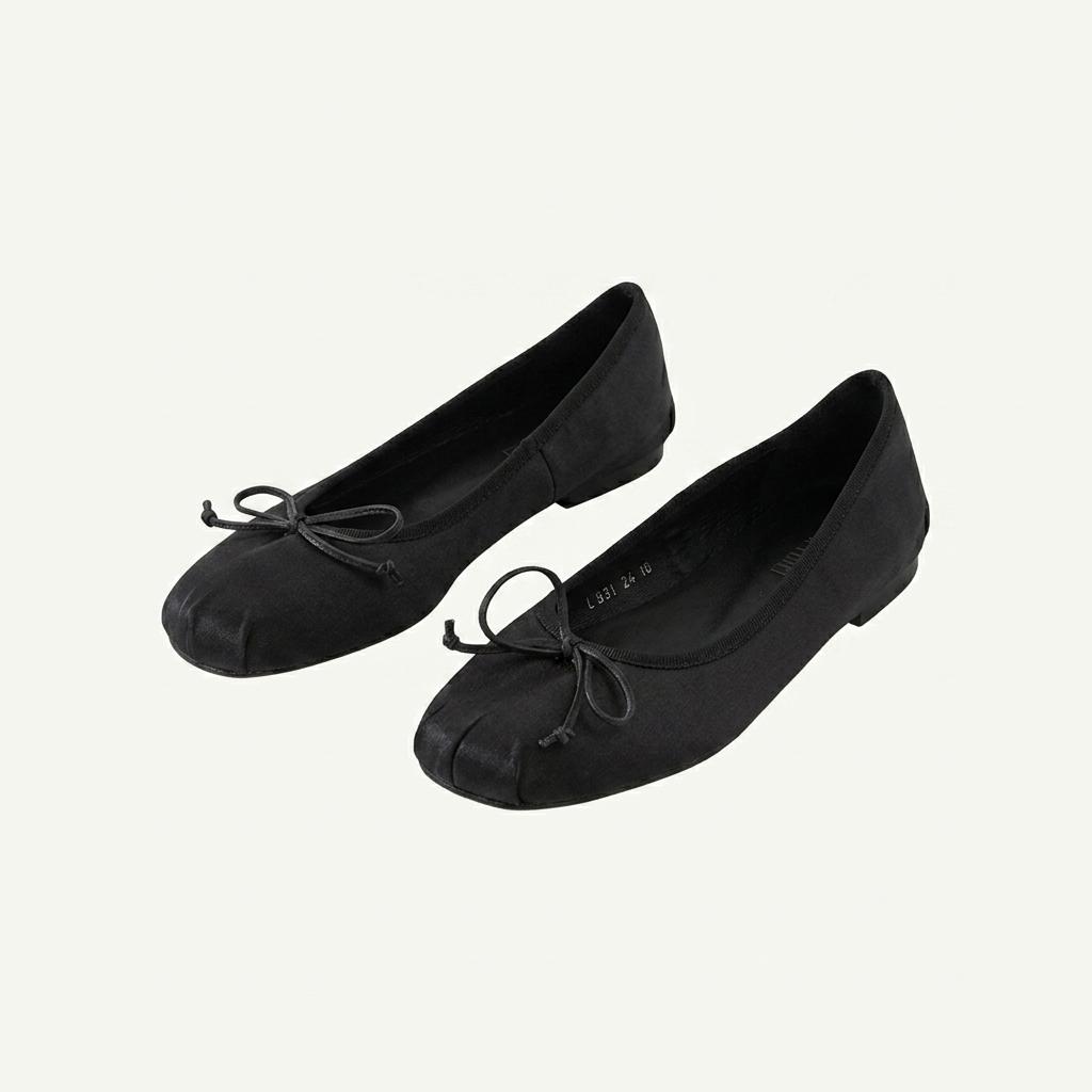 @9391 블랙 240 리본플랫 1cm 공단 플랫슈즈-새상품 1