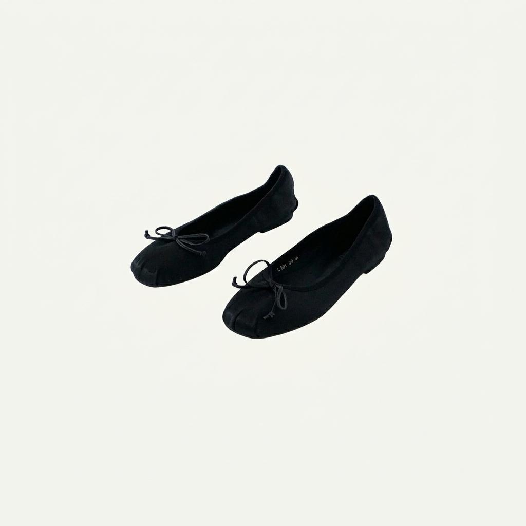 @9391 블랙 225 리본플랫 1cm 공단 플랫슈즈-새상품 1