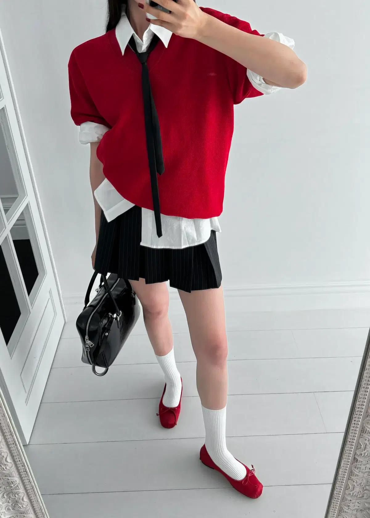 @9391 레드 240 리본플랫 1cm 공단 플랫슈즈-새상품 6