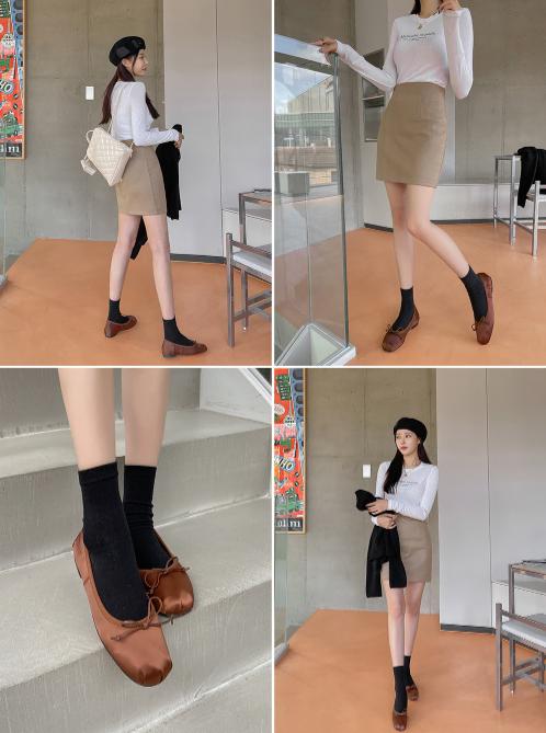 @9391 베이지 245 리본플랫 1cm 공단 플랫슈즈-새상품 12