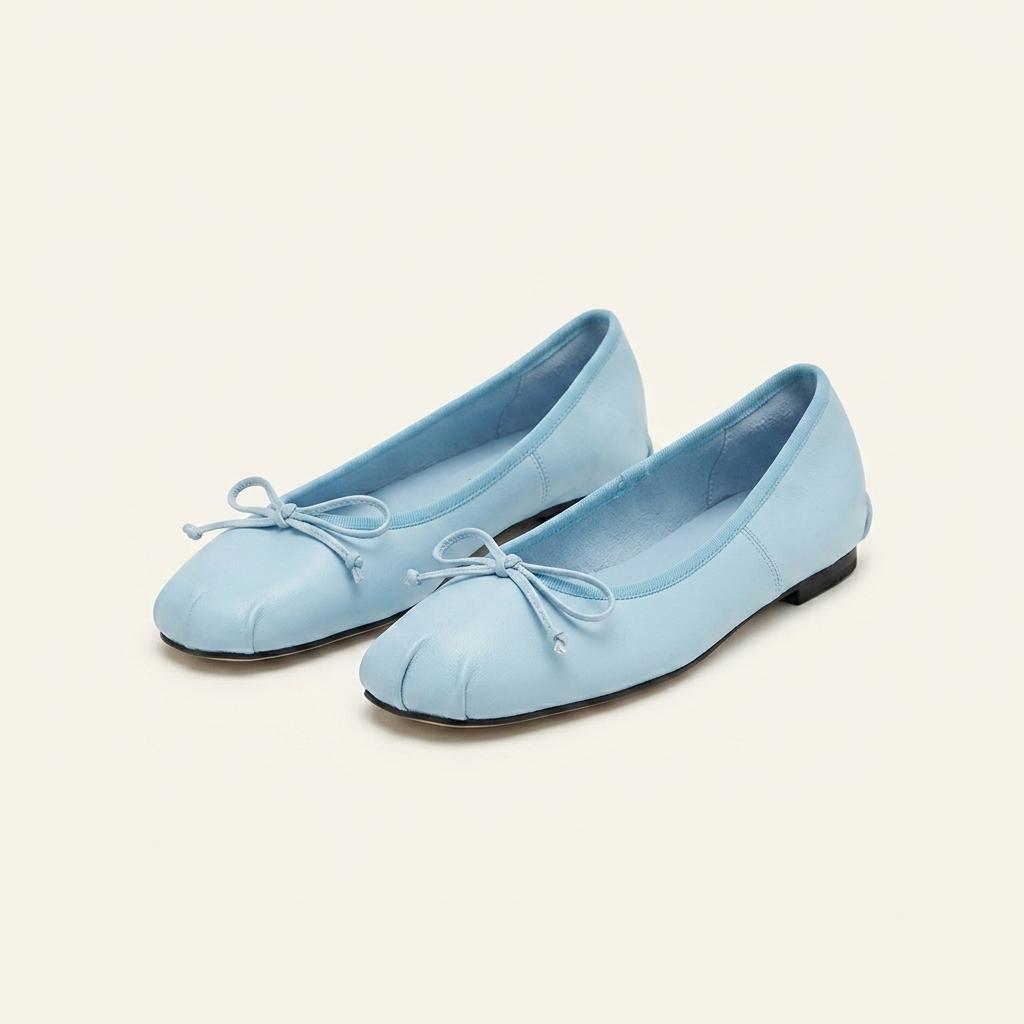 @9391 블루 225 리본플랫 1cm 공단 플랫슈즈-새상품 1