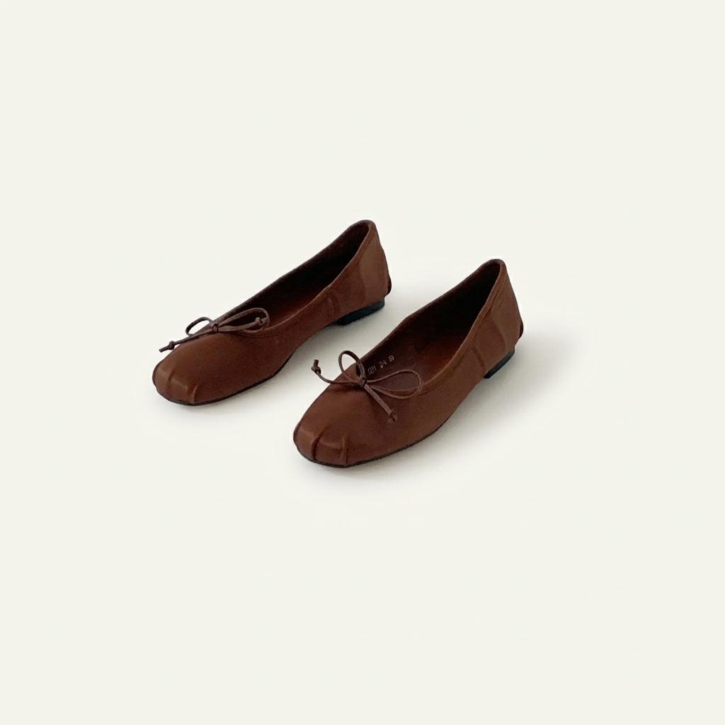 @9391 브라운 250 리본플랫 1cm 공단 플랫슈즈-새상품 1