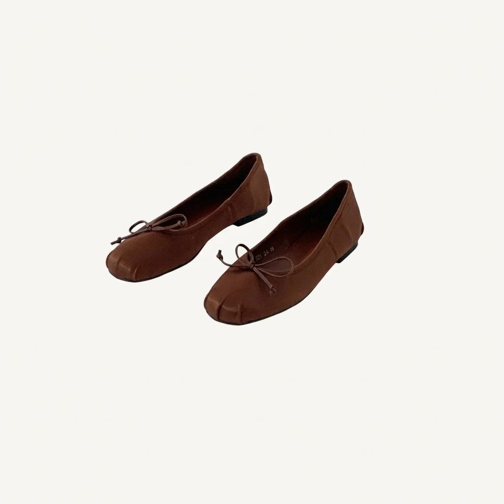 @9391 브라운 240 리본플랫 1cm 공단 플랫슈즈-새상품 1