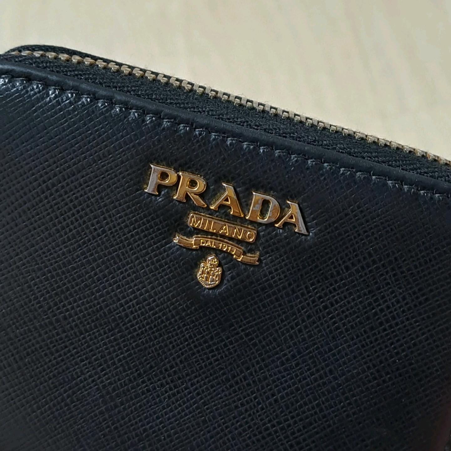 [100%/정품] 프라다 사피아노 메탈 로고 지퍼 동전 카드지갑 블랙 단품, 프라다카드지갑 4