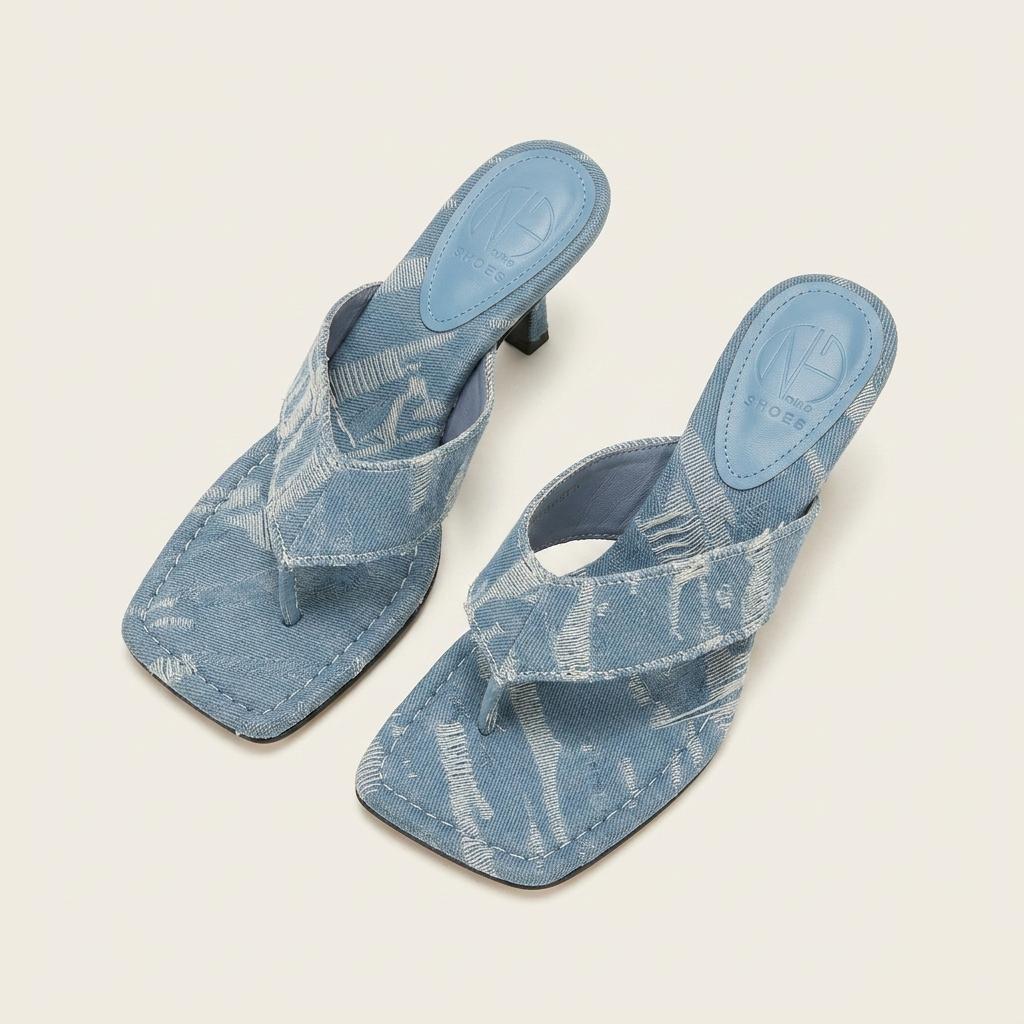 @353 블루 230 빈티지 찢청 6cm 쪼리샌들-새상품 1