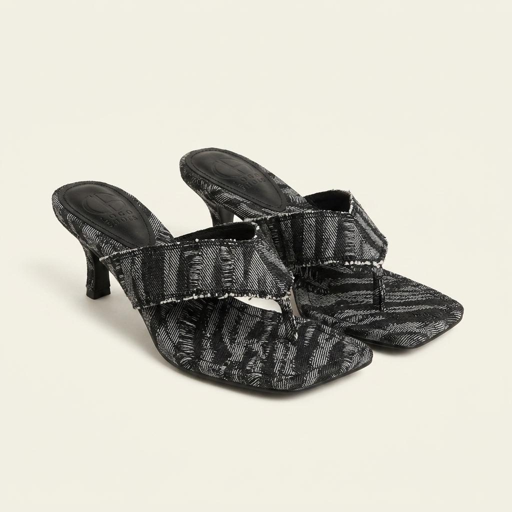 @353 블랙 225 빈티지 찢청 6cm 쪼리샌들-새상품 1