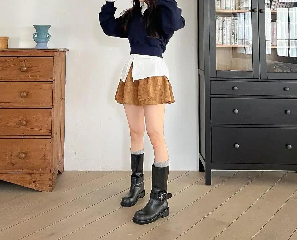 @347 블랙 240 매니쉬 벨크로 4cm 빈티지 반부츠-새상품 3