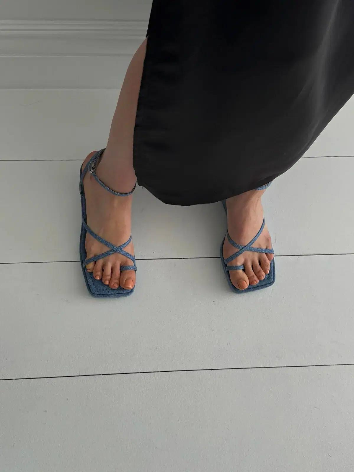 @354 베이지 240 웨지 플랫폼 7cm 린넨 쪼리 샌들-새상품 12