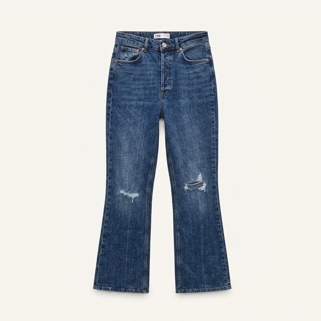 [ZARA] 자라 데미지 워싱 세미 부츠컷 청바지