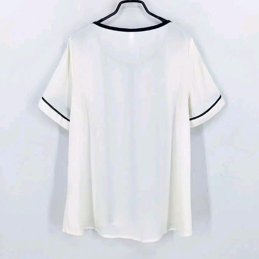 샤라비아 여성 여름 배색 반팔블라우스 아이보리85 (HU46043) 3