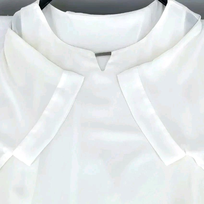 빈티지 여 여름 이중 반팔 쉬폰블라우스 아이보리85 (HU46055) 4