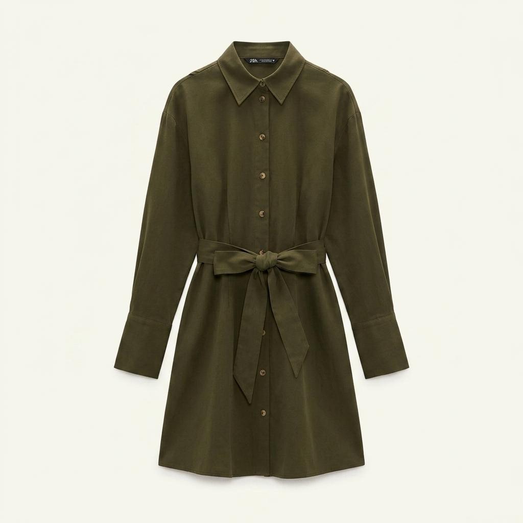 ZARA 카키 셔츠 원피스 XS