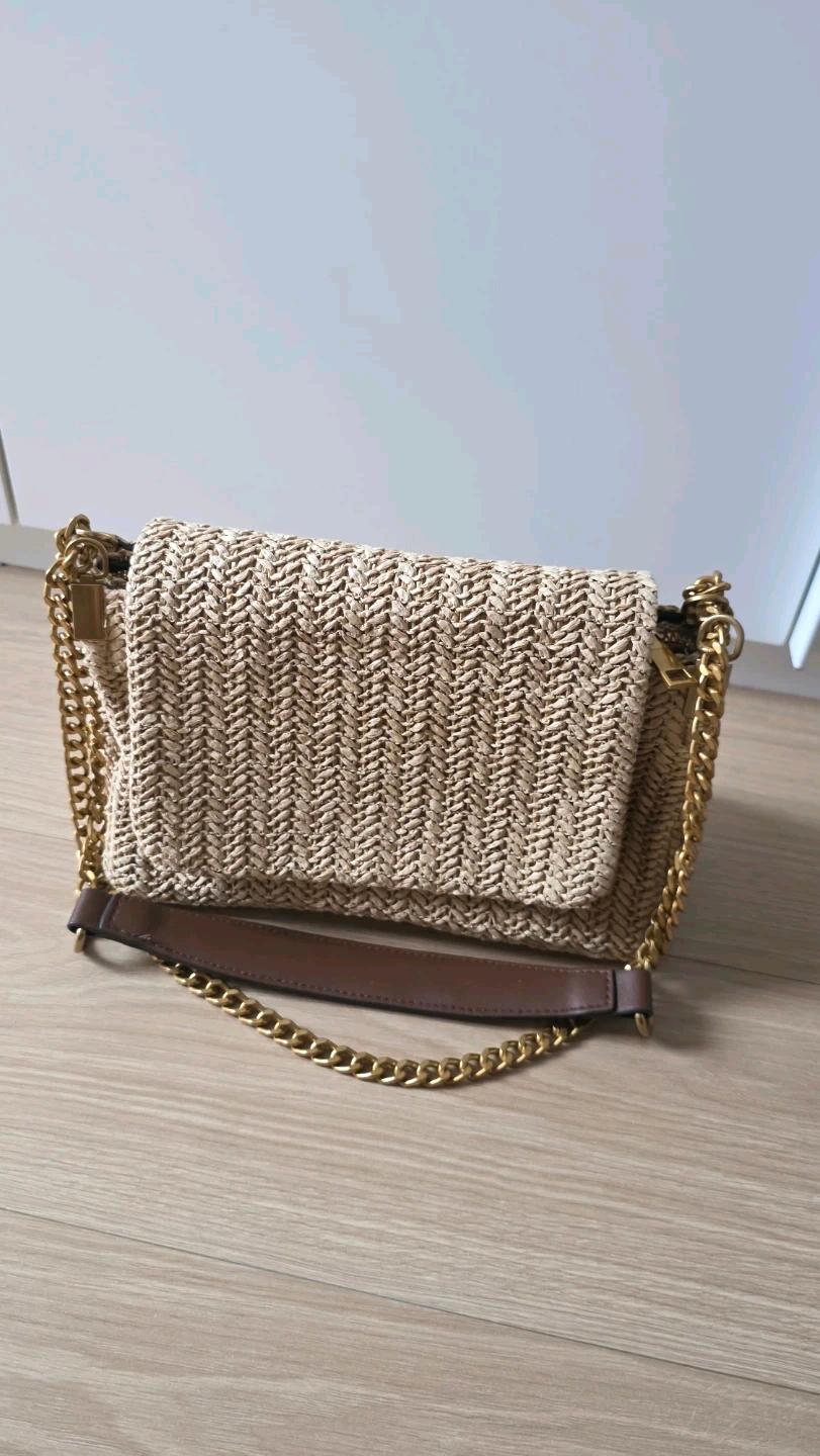 ZARA 라피아백 체인 숄더백 베이지 2