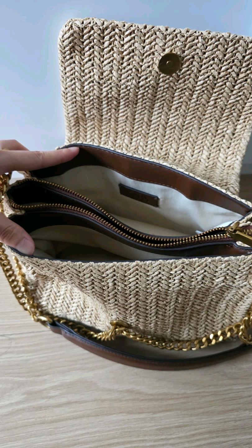ZARA 라피아백 체인 숄더백 베이지 6
