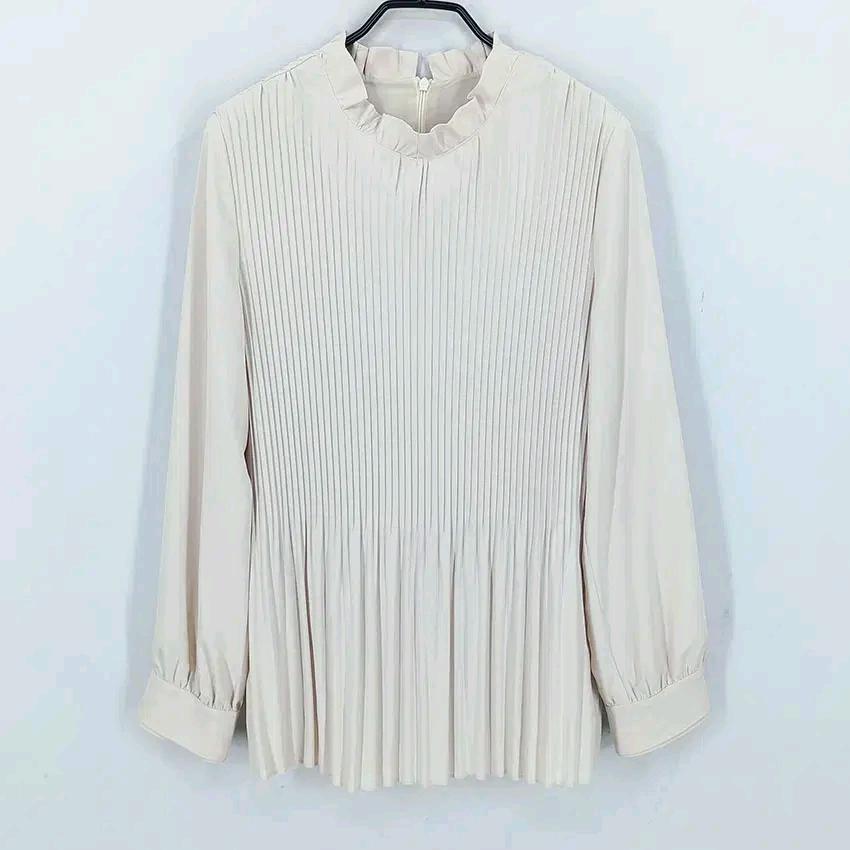 크레송 여성 춘하 플리츠 긴팔블라우스 베이지85 (HU46086) 2