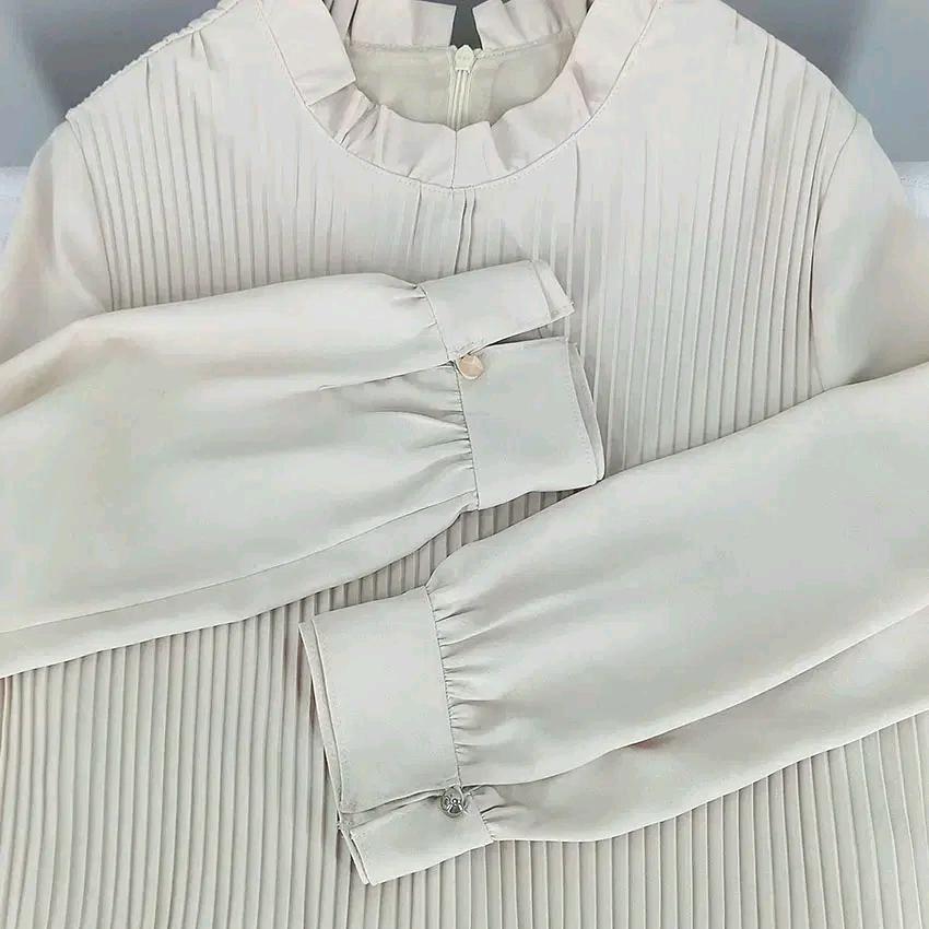 크레송 여성 춘하 플리츠 긴팔블라우스 베이지85 (HU46086) 4