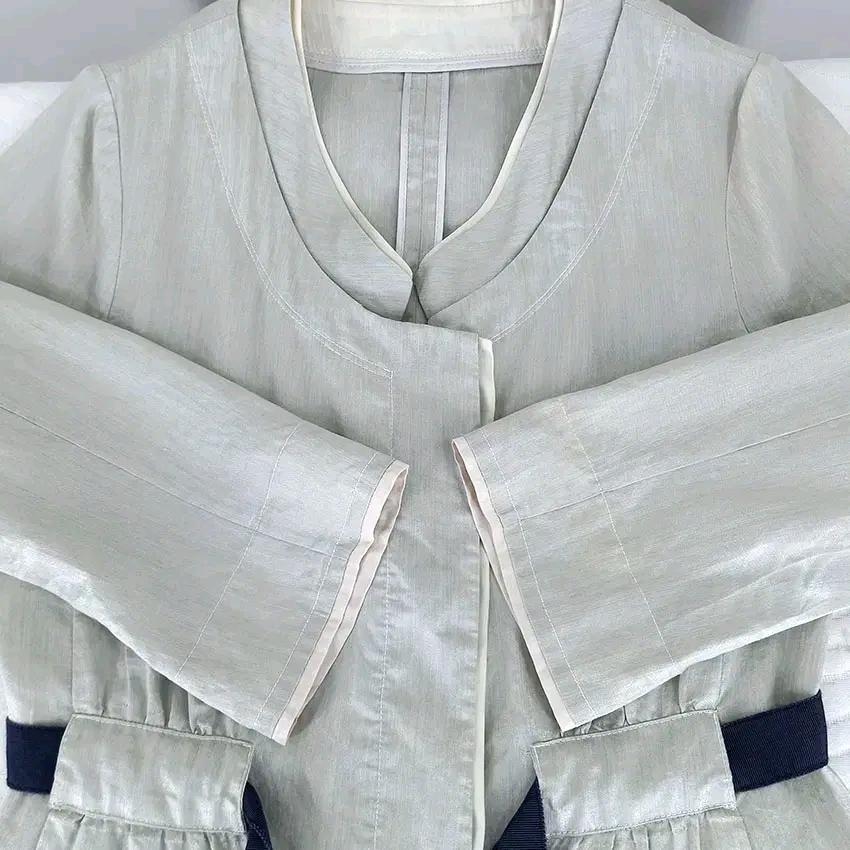 한섬 여성 춘하 마혼방 8부롤업 자켓 연그린그레이82(HU46101) 4
