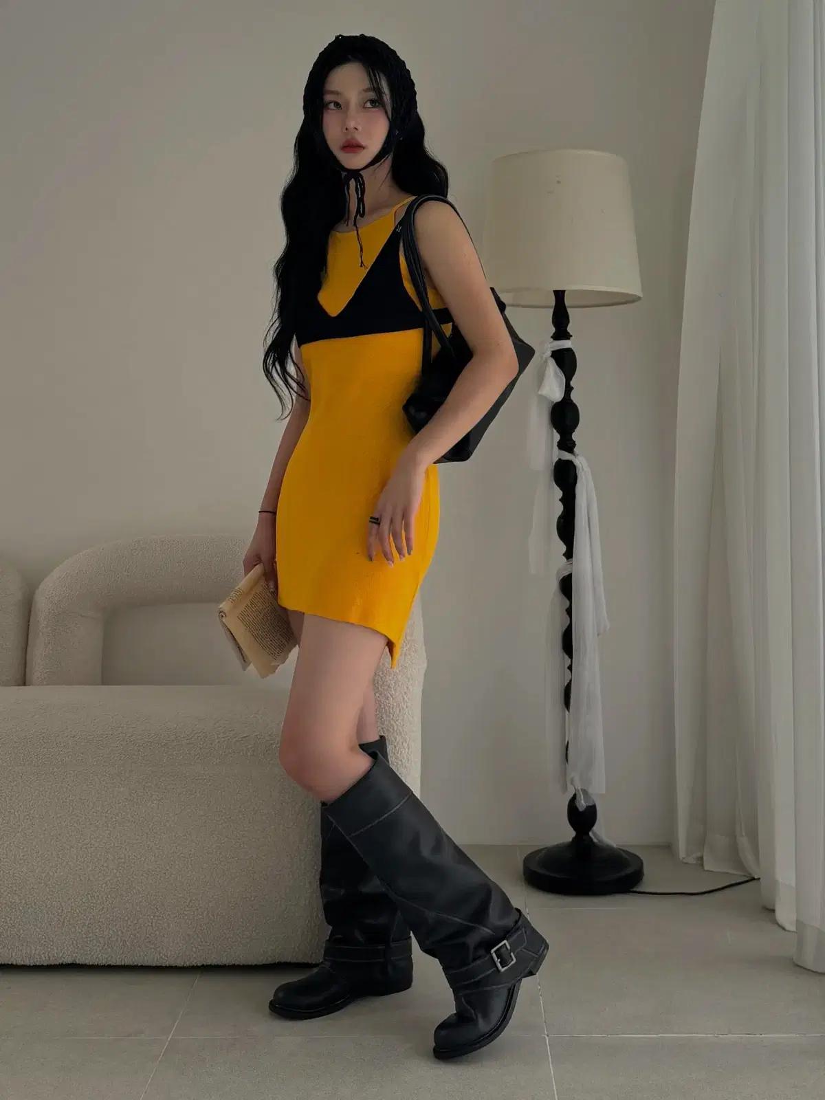 @9557 블랙 250-폴딩부츠 4cm 빈티지 버클 롱부츠-새상품 3