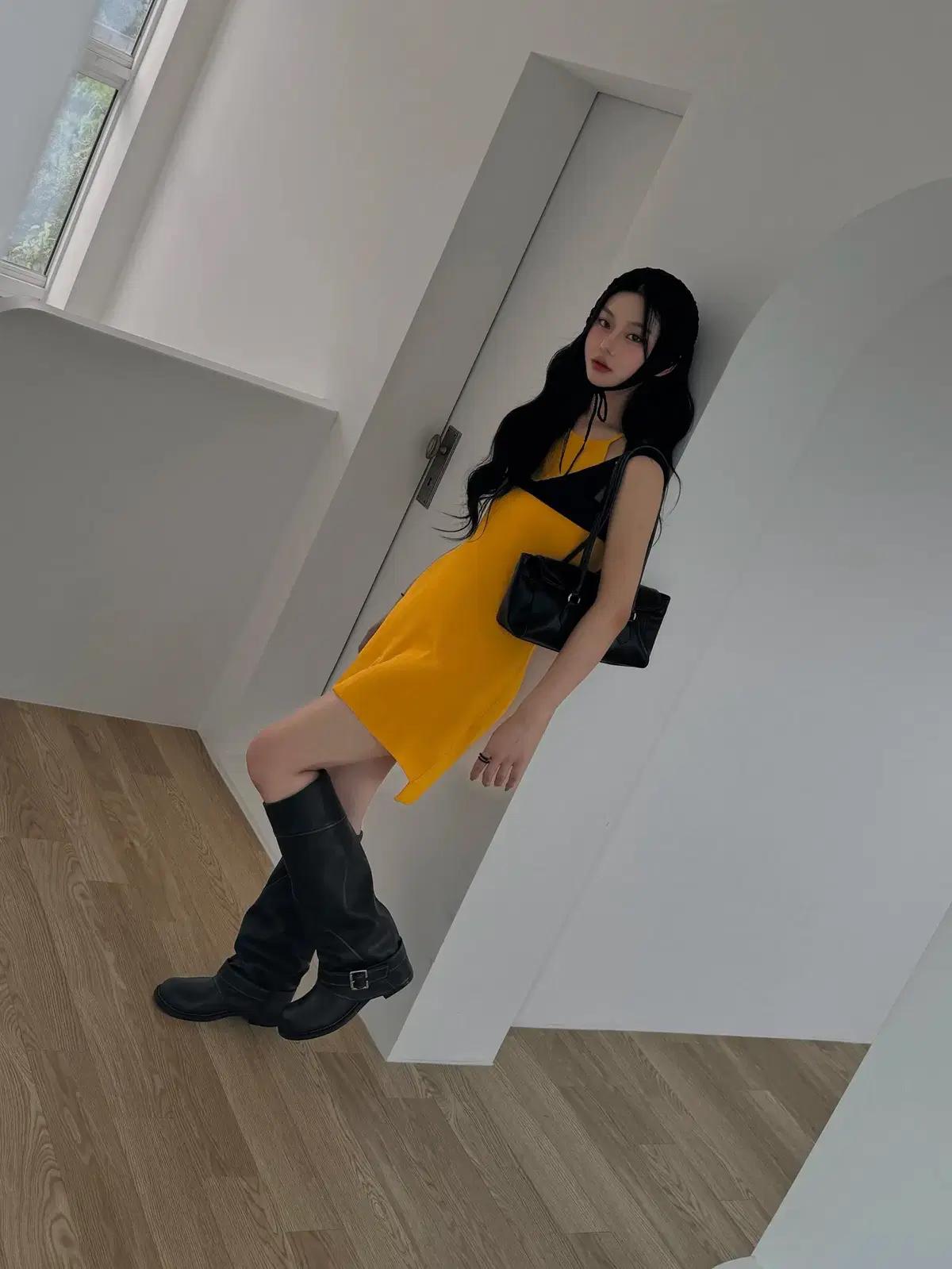 @9557 블랙 225-폴딩부츠 4cm 빈티지 버클 롱부츠-새상품 4