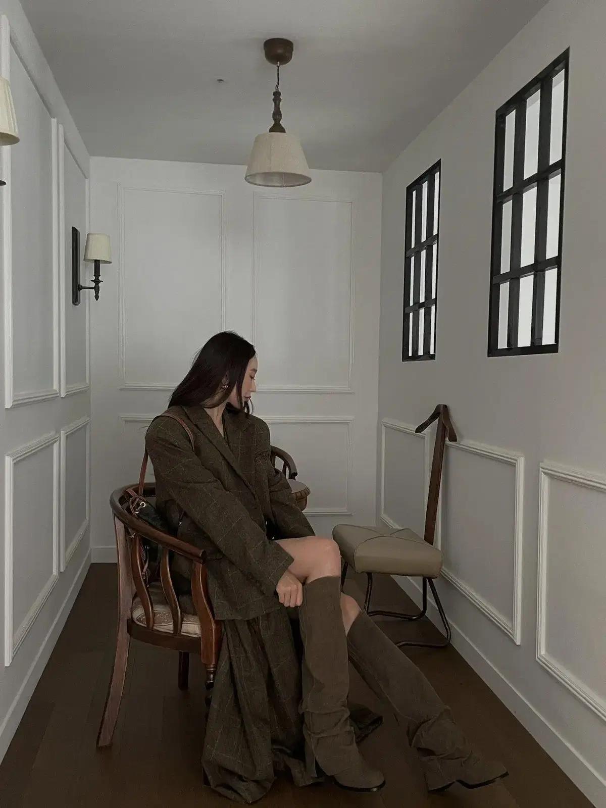 @9450 블랙 235-셔링 폴드오버부츠 6cm 롱부츠-새상품 9